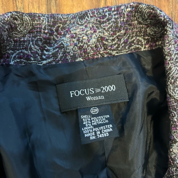 Focus 2000 Women’s Size 22W Multicolored Blazer Paisley Long Sleeve Buttons - Picture 4 of 8